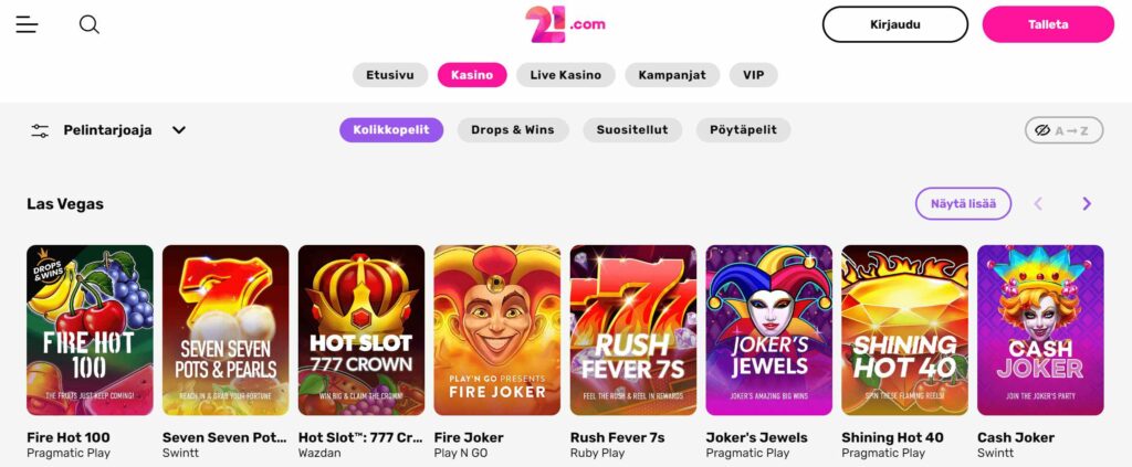 21.com Casino pelit