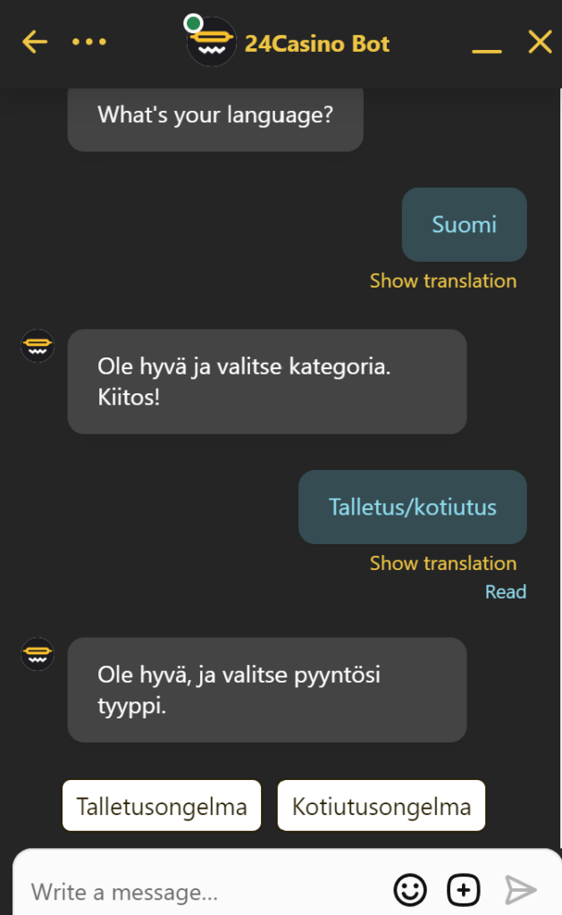 24Casino asiakastuki