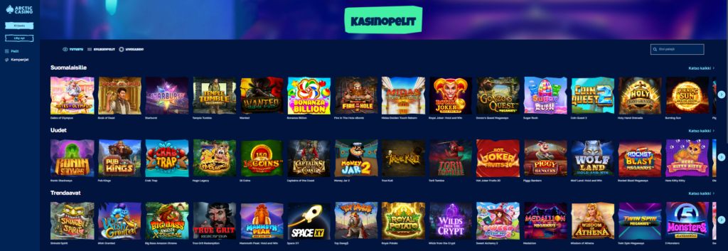 Arctic Casino pelivalikko