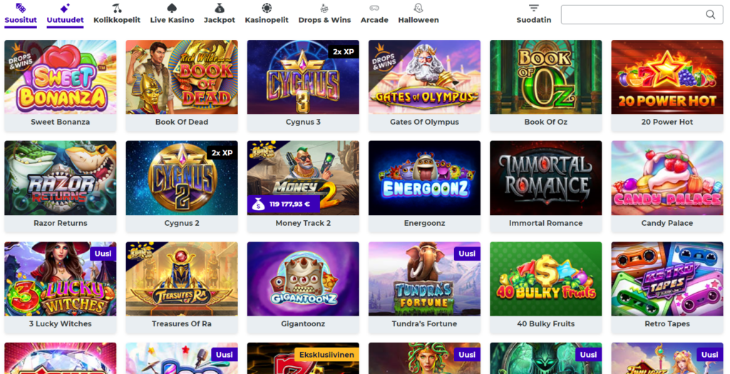 Boost Casino pelivalikko