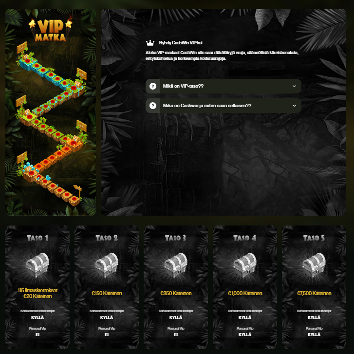 CashWin casino VIP ohjelma