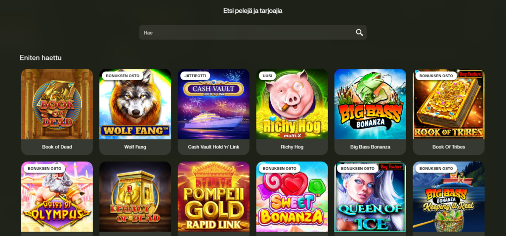 CashWin pelivalikoima