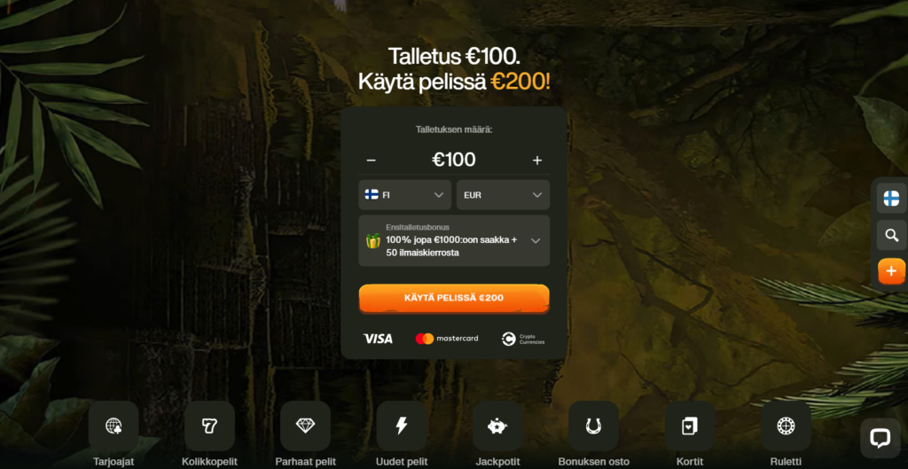 CashWin etusivun tervetuliaistarjous