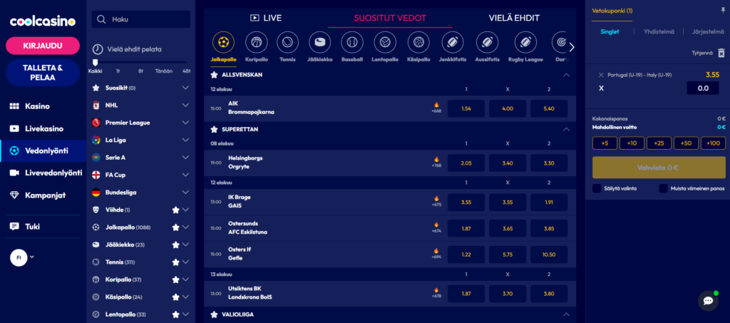 CoolCasinon vedonlyönti