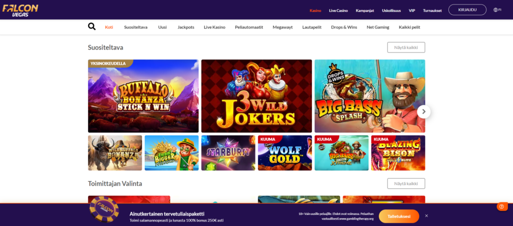 FalconVegas casinon pelivalikoima