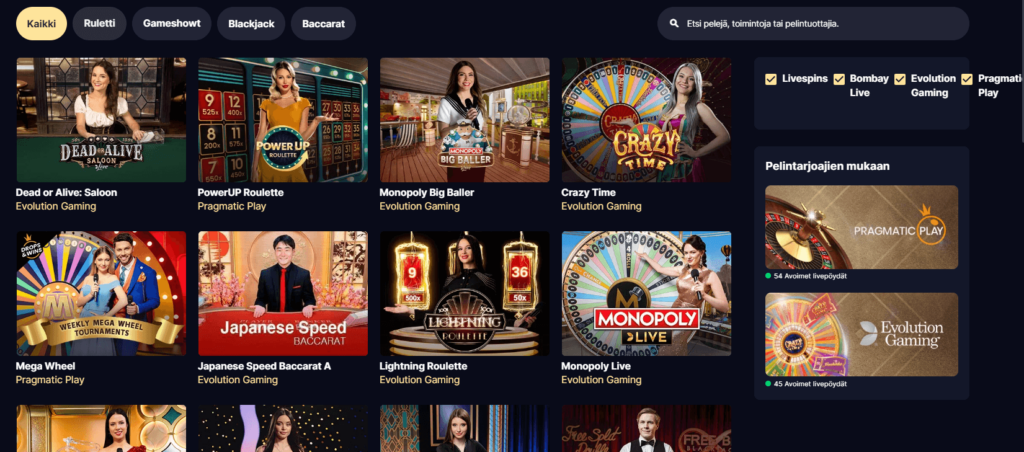 Highroller casinon livepelit