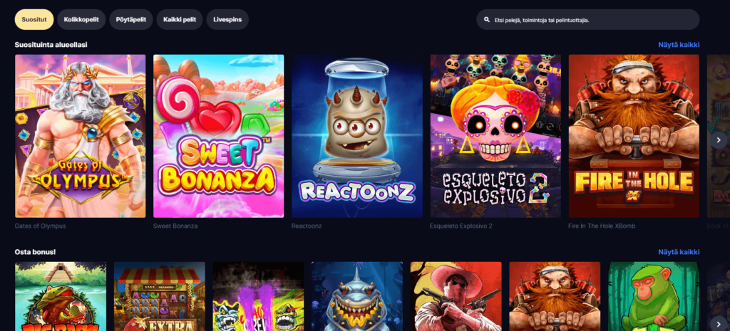 Highroller casinon pelivalikoima