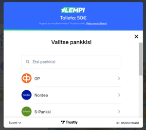 Lempi Kasinon talletusikkuna