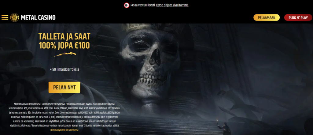 Metal casino tervetuliaistarjous