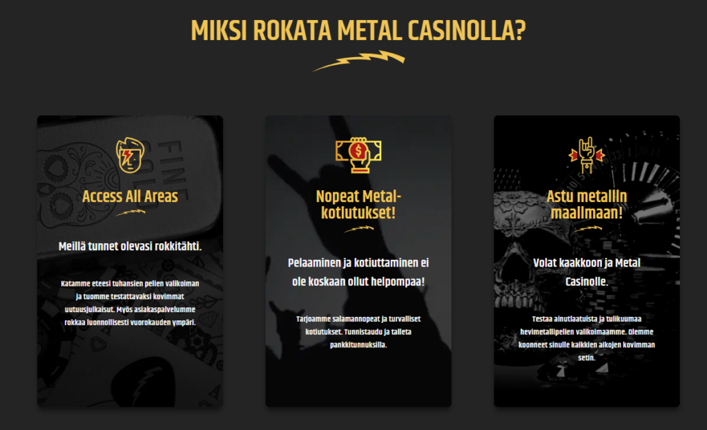 Metal casinon ulkoasu