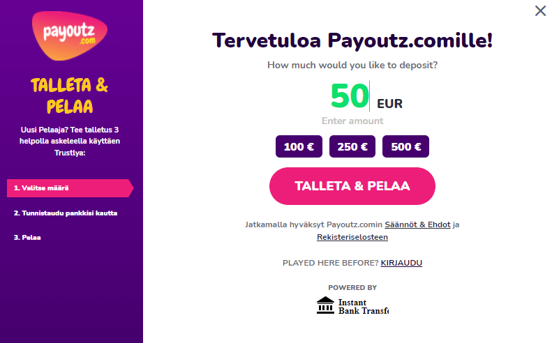 Payoutz casino talletus kotiutus