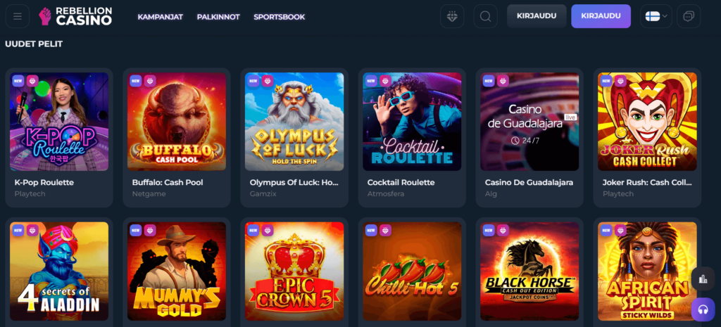 Rebellion Casino kolikkopelit