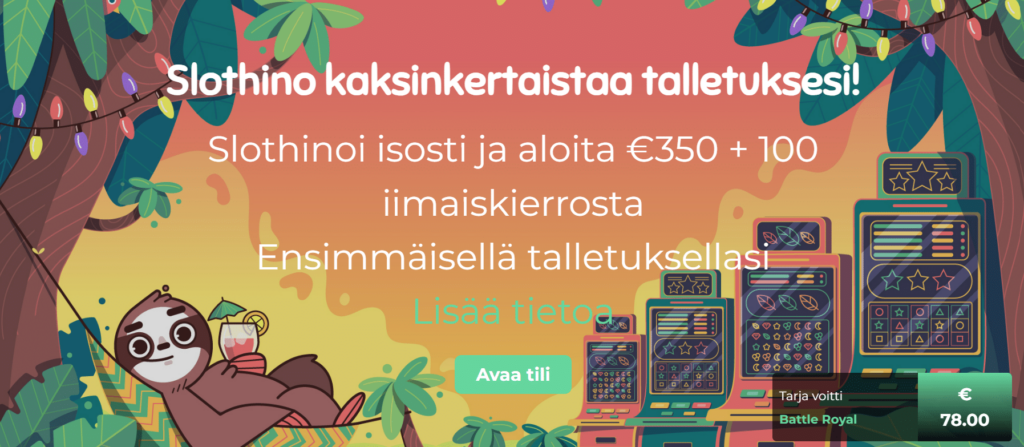 Slothino casinon tervetuliaistarjous