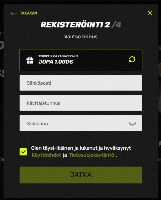 Sportuna rekisteröinti