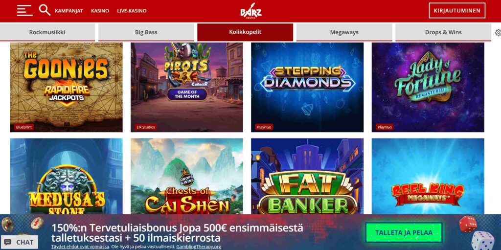 Barz Casino pelivalikoima