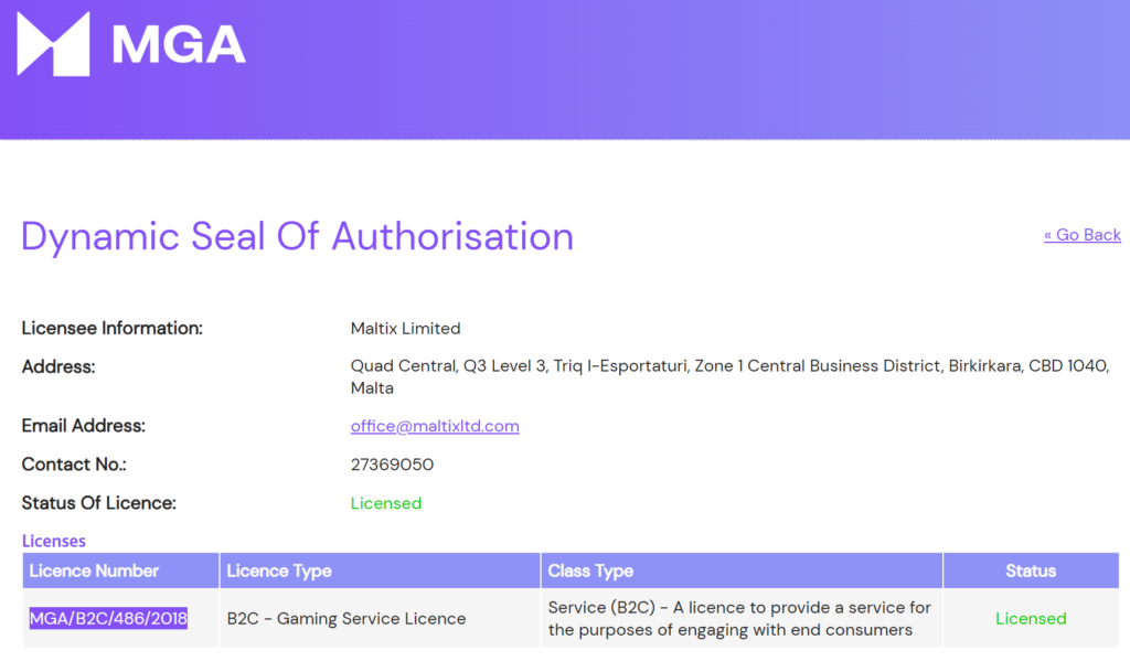 Betinia Casino lisenssi