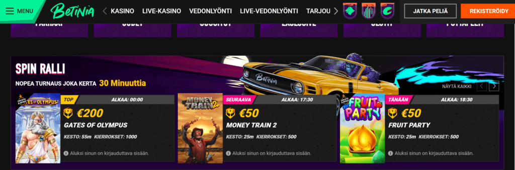 Betinia Casino ulkoasu