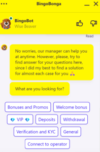 Bingo Bonga Casinon asiakaspalvelu