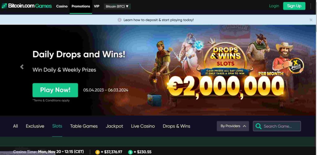 Bitcoin.com Games etusivu