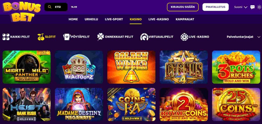 BonusBet kolikkopelit