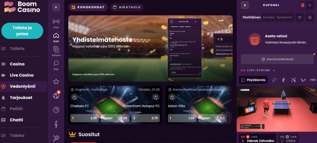 Boom Casino vedonlyönti