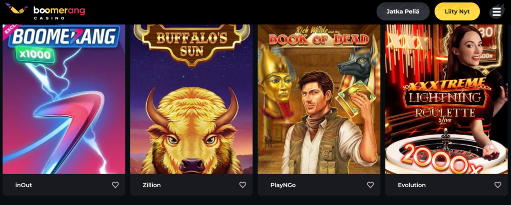 Boomerang Casinon ulkoasu