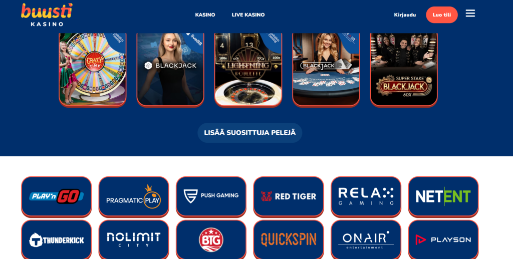 Buusti Kasino ulkoasu