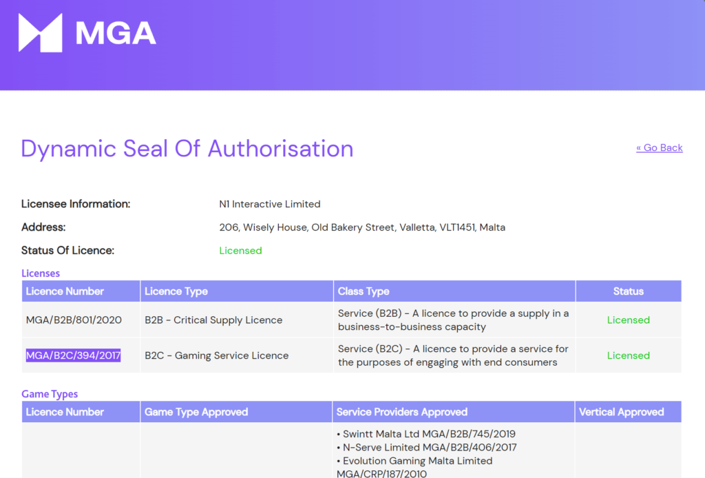 Casino Universe lisenssi