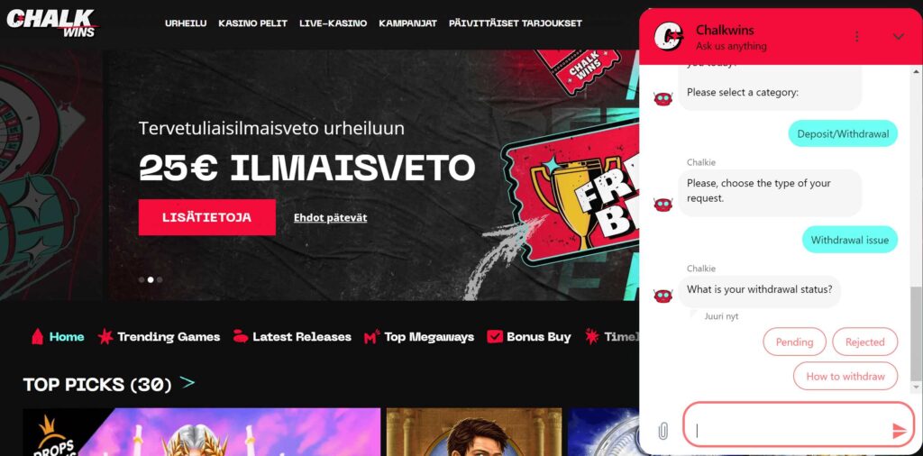 Chalk Casino asiakastuki
