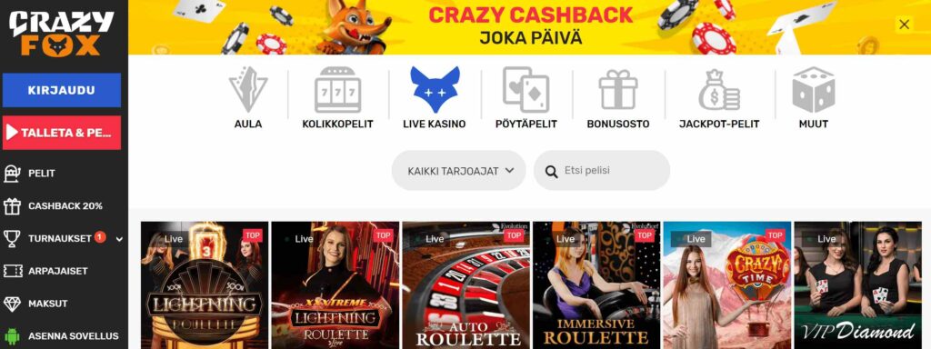 CrazyFox livekasino