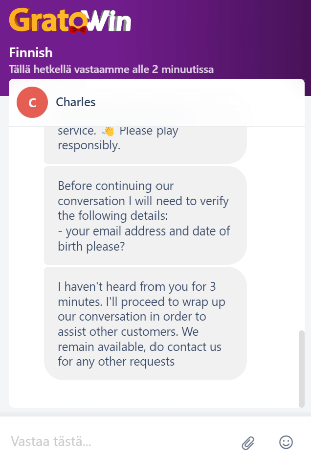 GratoWin Casino asiakaspalvelu