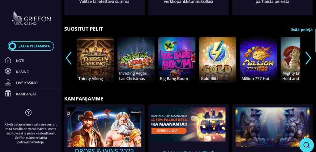 Griffon Casinon pelivalikoima