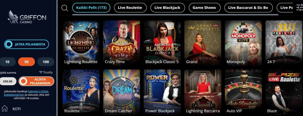 Griffon livekasino