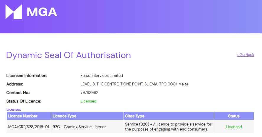 HappyCasino MGA lisenssi