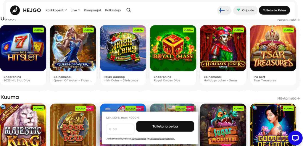 Hejgo Casino pelit
