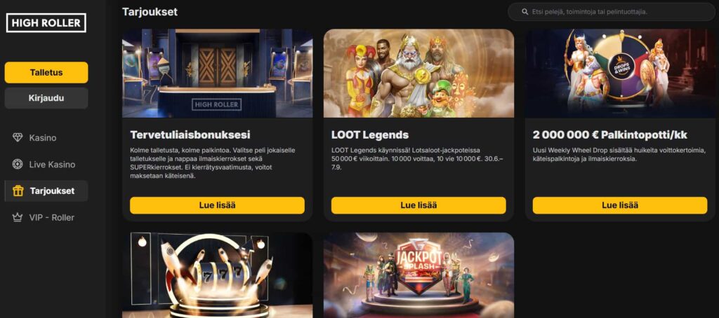 highroller tarjoukset