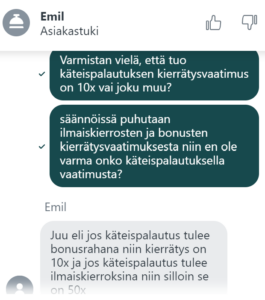 Hillo Casinon asiakaspalvelu