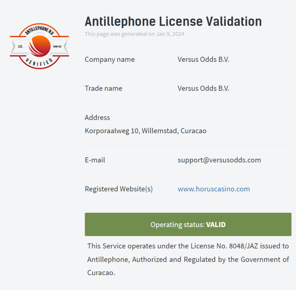 Horus Casinon lisenssi