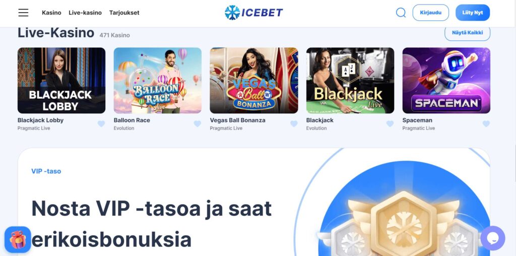 IceBet Casino ulkoasu