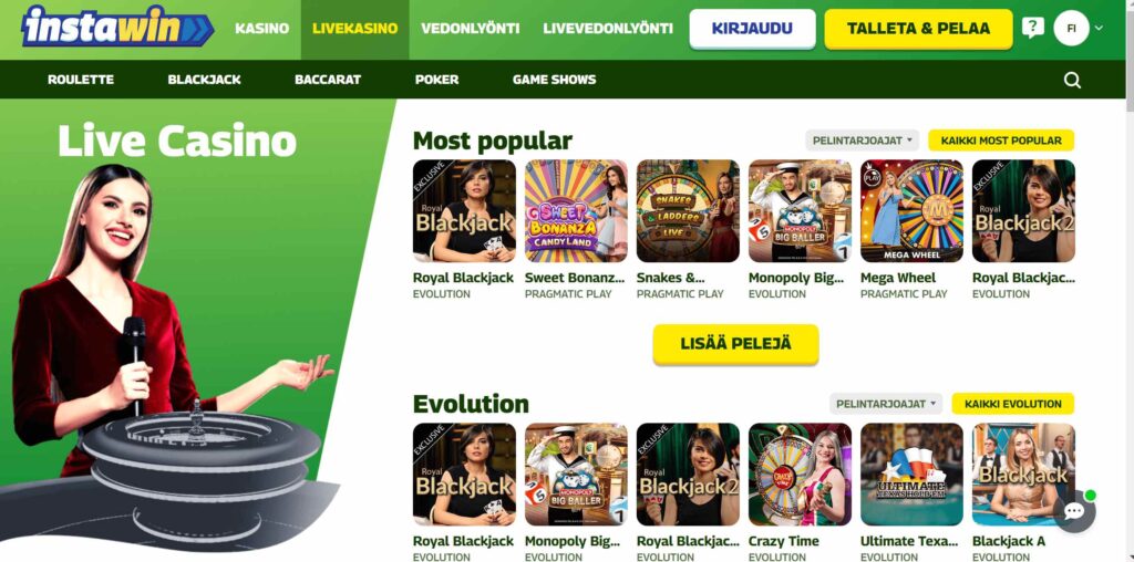 Insta.win Casino ulkoasu