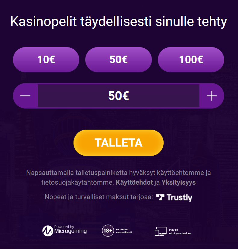 JackpotCity talletus