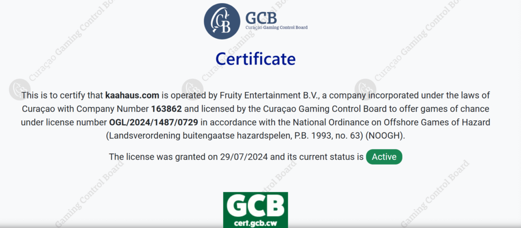 Kaahaus Kasino lisenssi