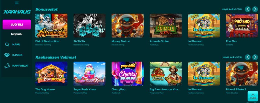 Kaahaus Kasino pelit