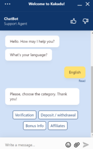 Kakadu Casinon asiakaspalvelu