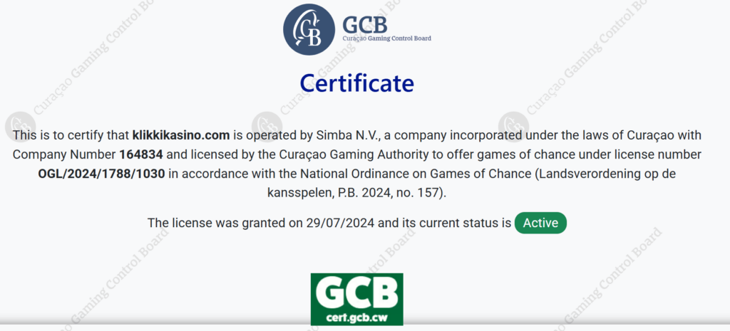 Klikki kasino lisenssi