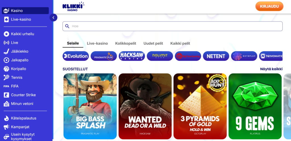 Klikki Kasino ulkoasu