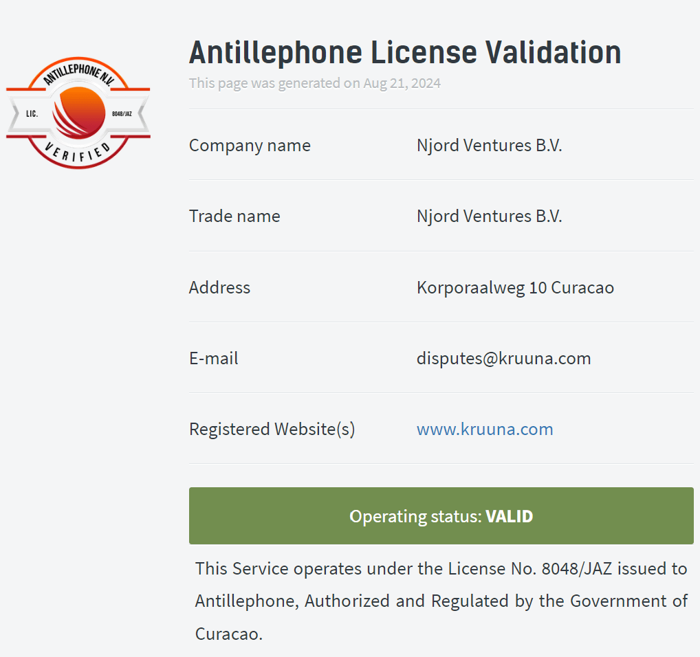 Kruuna Kasinon lisenssi