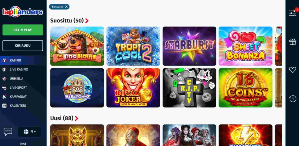 Lapilanders Casinon pelit