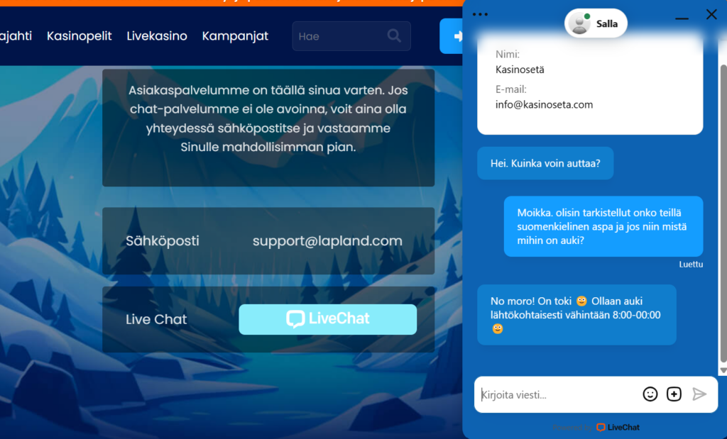 Lapland Casino asiakaspalvelu