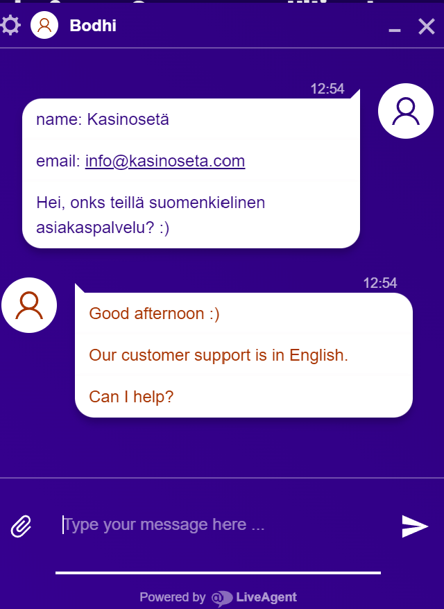 Lightning Casino asiakaspalvelu